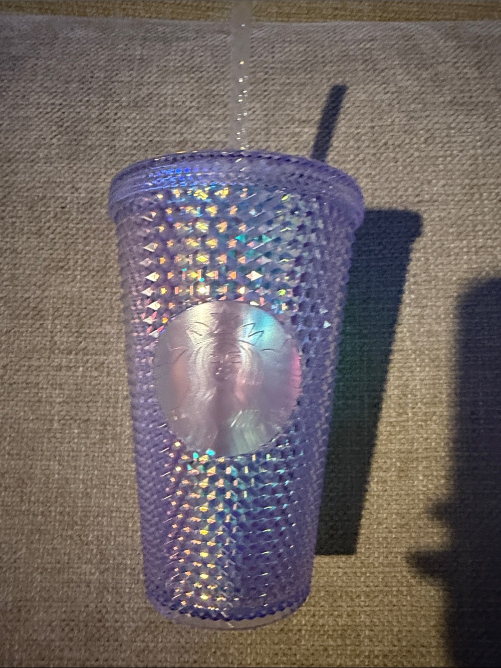 “As Is” Starbucks Iridescent Lavender Studded Tumbler with Straw